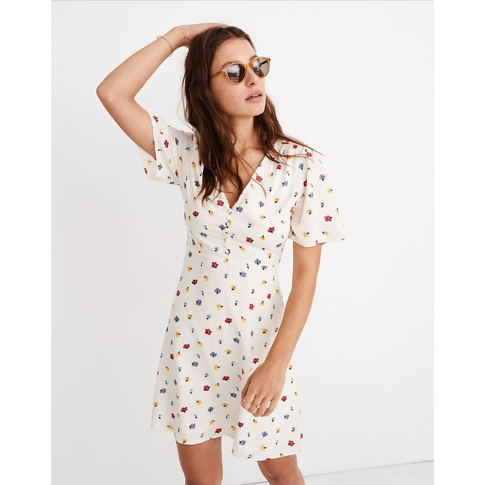 Madewell Orchard Flutter-Sleeve Dress in Confetti Floral Size 8